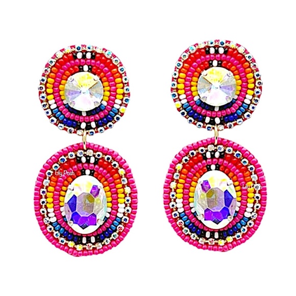 Beaded Western Earring, Seed Bead Boho Earring - Picture 1 of 4